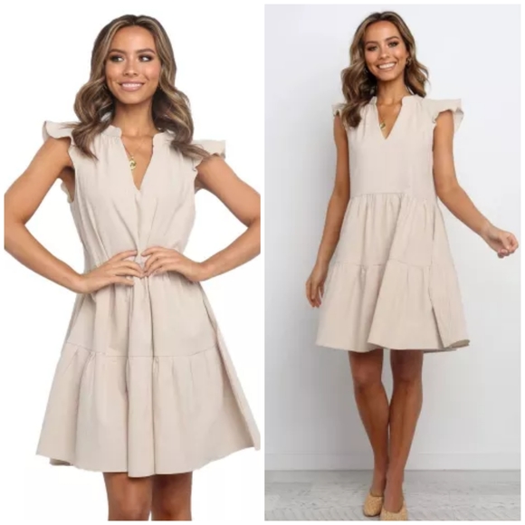 Bohemian Ruffled sleeve Vneck dress - Picture 2 of 5